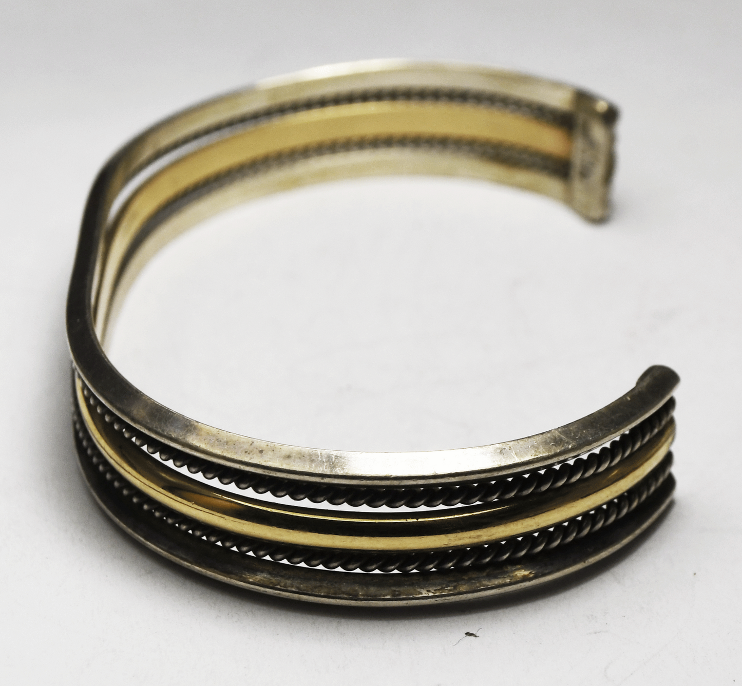 Sterling Silver Tahe Two Tone GF 5 Part Cuff Bracelet 12mm 7" Wrist