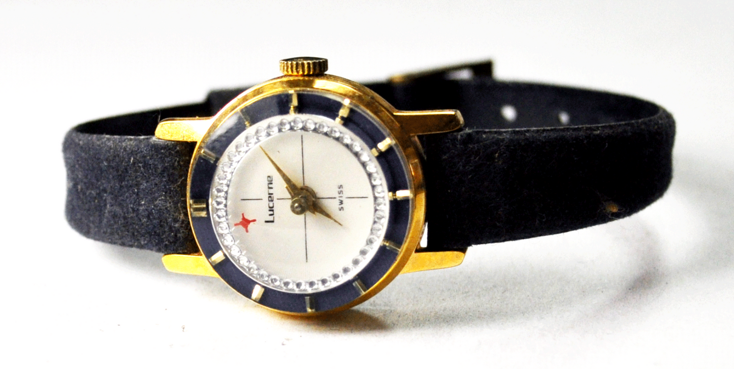 Ladies Lucerne Swiss Mystery Dial Second Hand Wristwatch 22mm Not Running