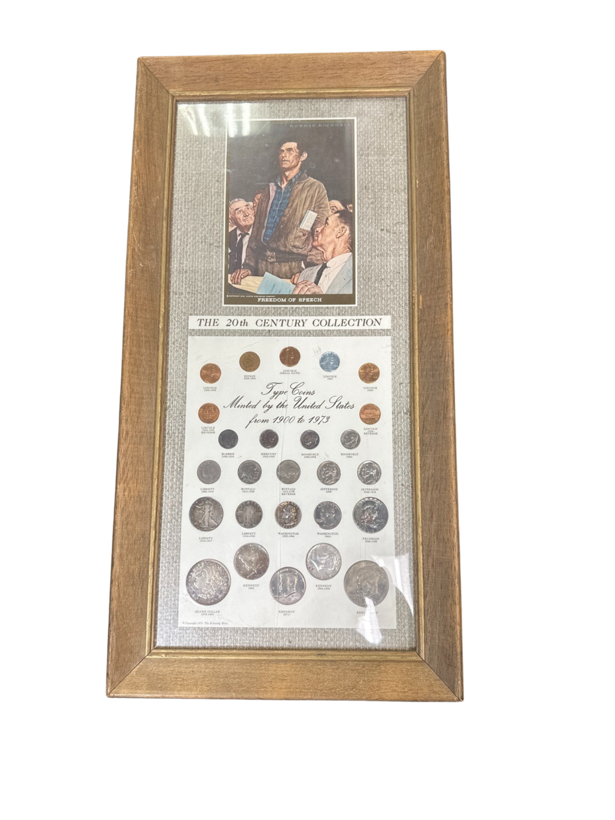 US 20th Century Kennedy Mint 26 Coin Collection Freedom Of Speech Framed