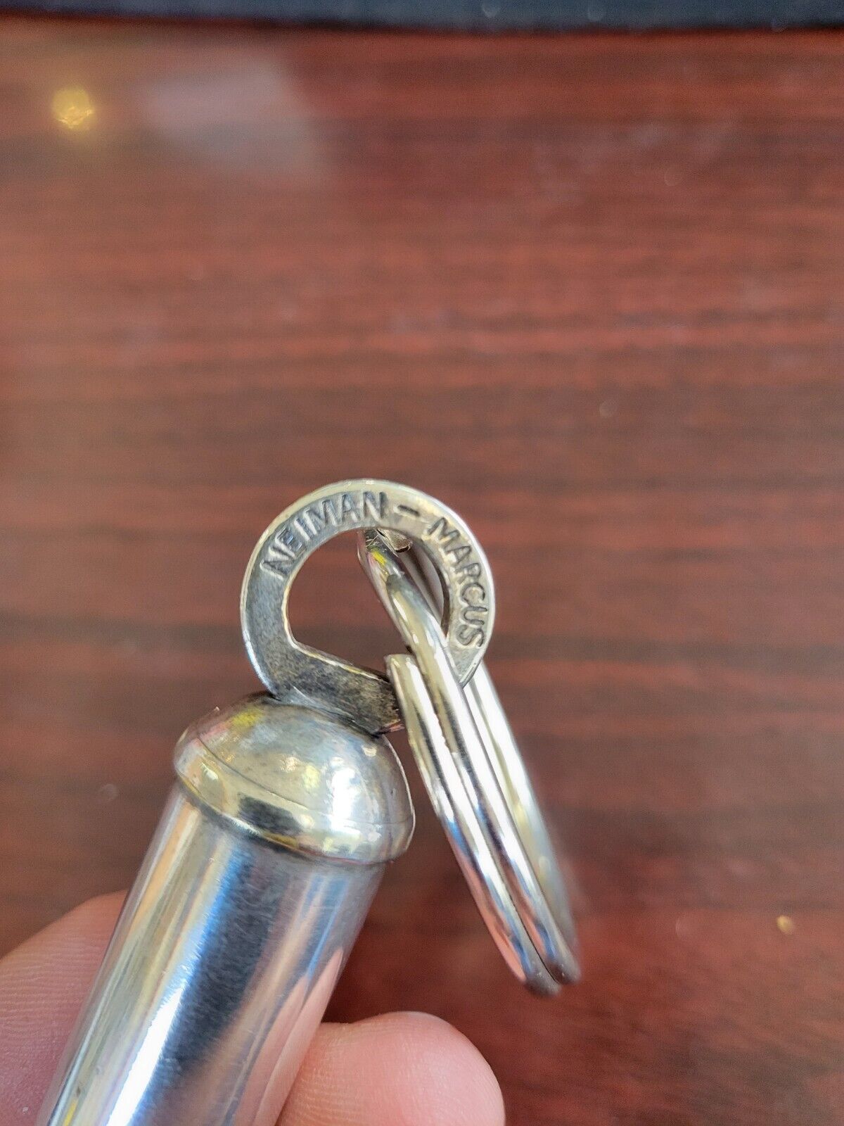 Vintage Niemann Marcus Silver Plated "Bobby" Whistle Keychain