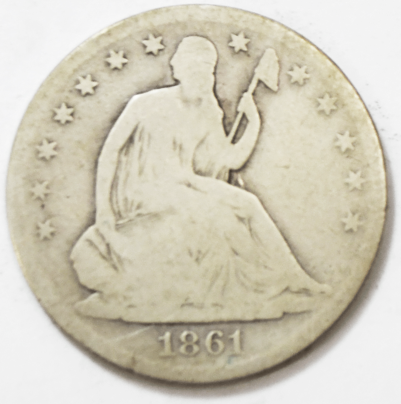 1861 S 50c Seated Liberty Silver Half Dollar Medium S San Francisco Civil War