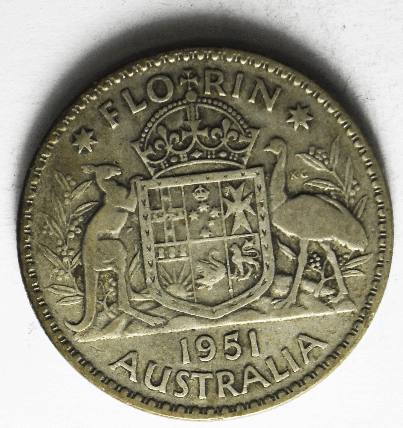 1952 Australia Florin Silver Coin KM# 48