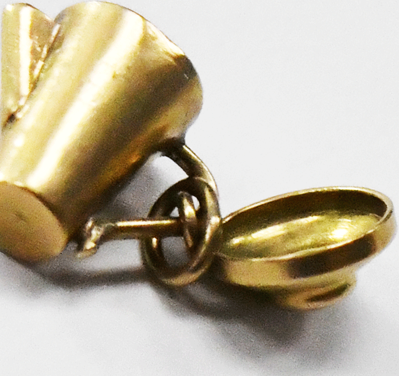 14k Gold Tea Pot Pitcher w Lid Charm 12mm x 11mm