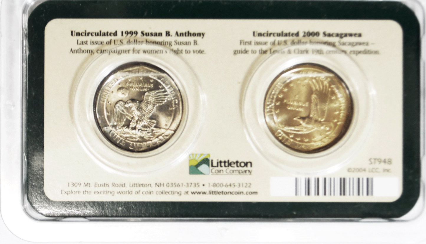 2000 P $1 Sacagawea One Dollar 1999 P Susan B Anthony Set Littleton