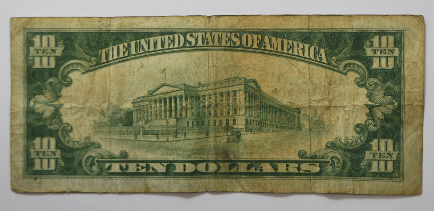 1929 $10 Ten Dollars National Currency Note 13230 Seattle Washington F014792A