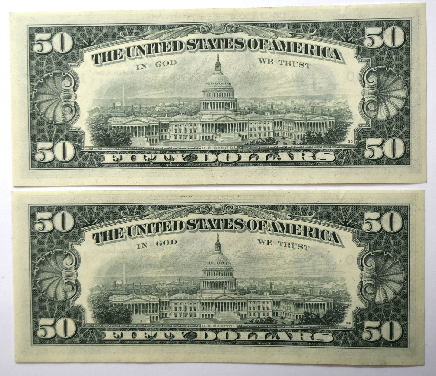 1974 $50 Federal Reserve Star Notes J00266897-898* Uncirculated Sequential