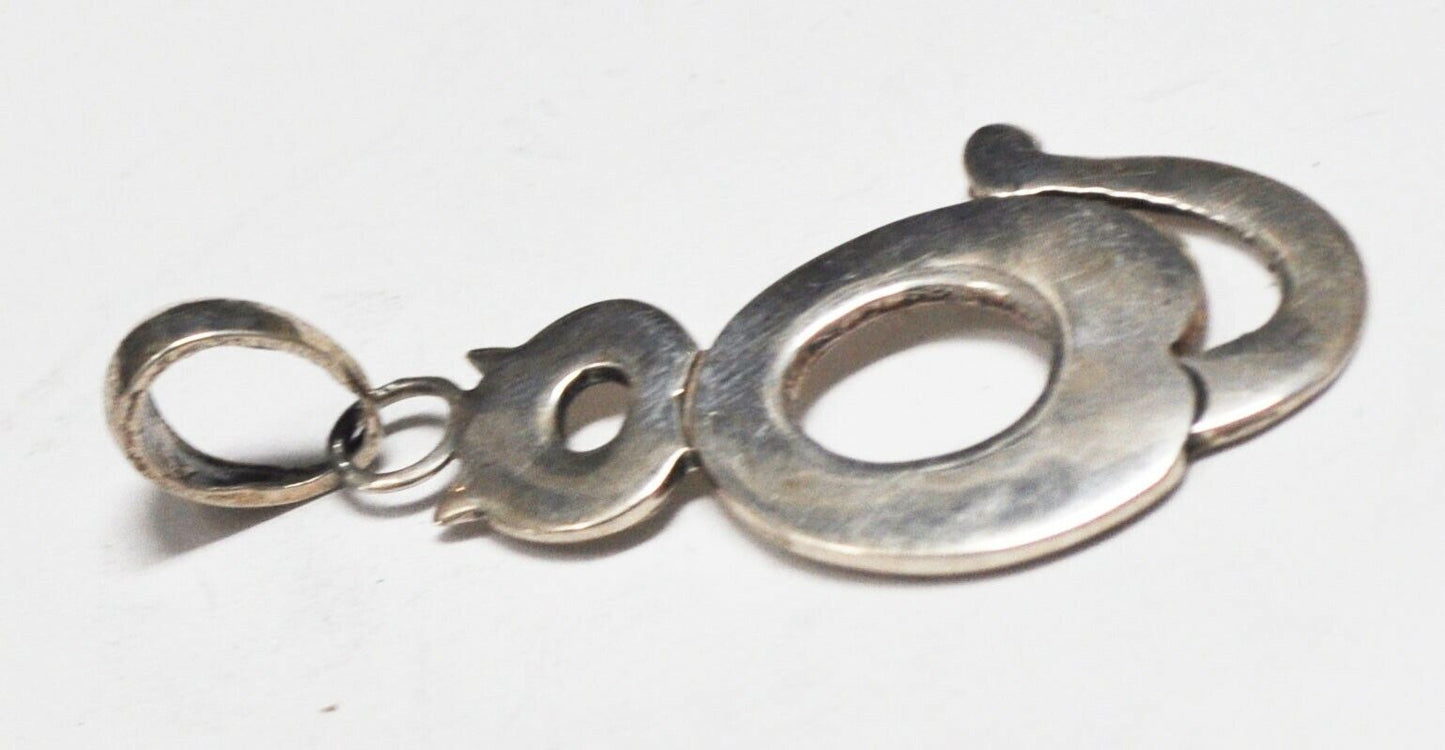 Sterling Silver Sitting Cat Outline Pendant 58mm x 26mm