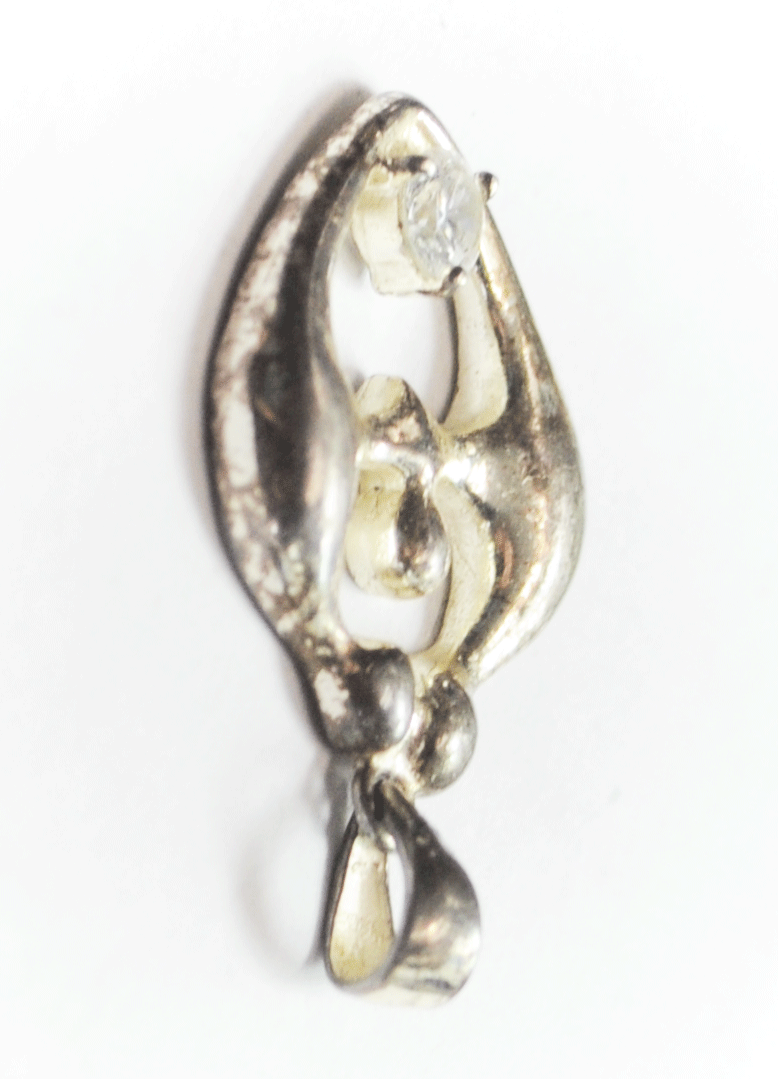 Sterling Silver Abstract Modern Family Silhouette CZ Heart Pendant 19mm x 29mm