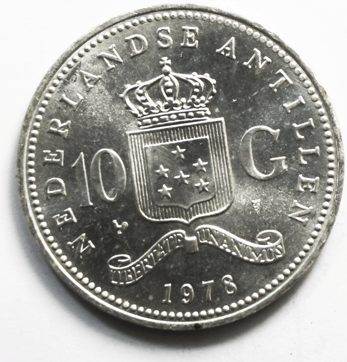 1978 Netherlands Antilles 10 Gulden Silver Coin KM# 20 Only 35,325 Minted