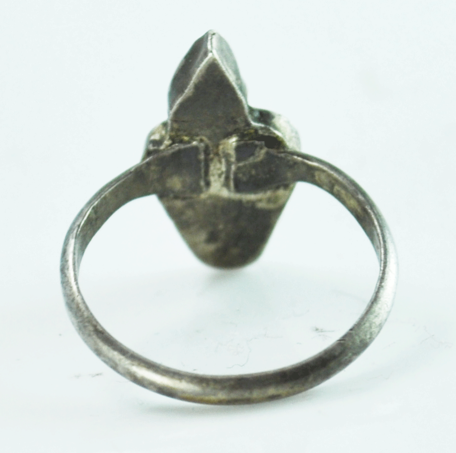 Sterling Turquoise Mother of Pearl Four Stone Inlay Ring 17mm Size 5