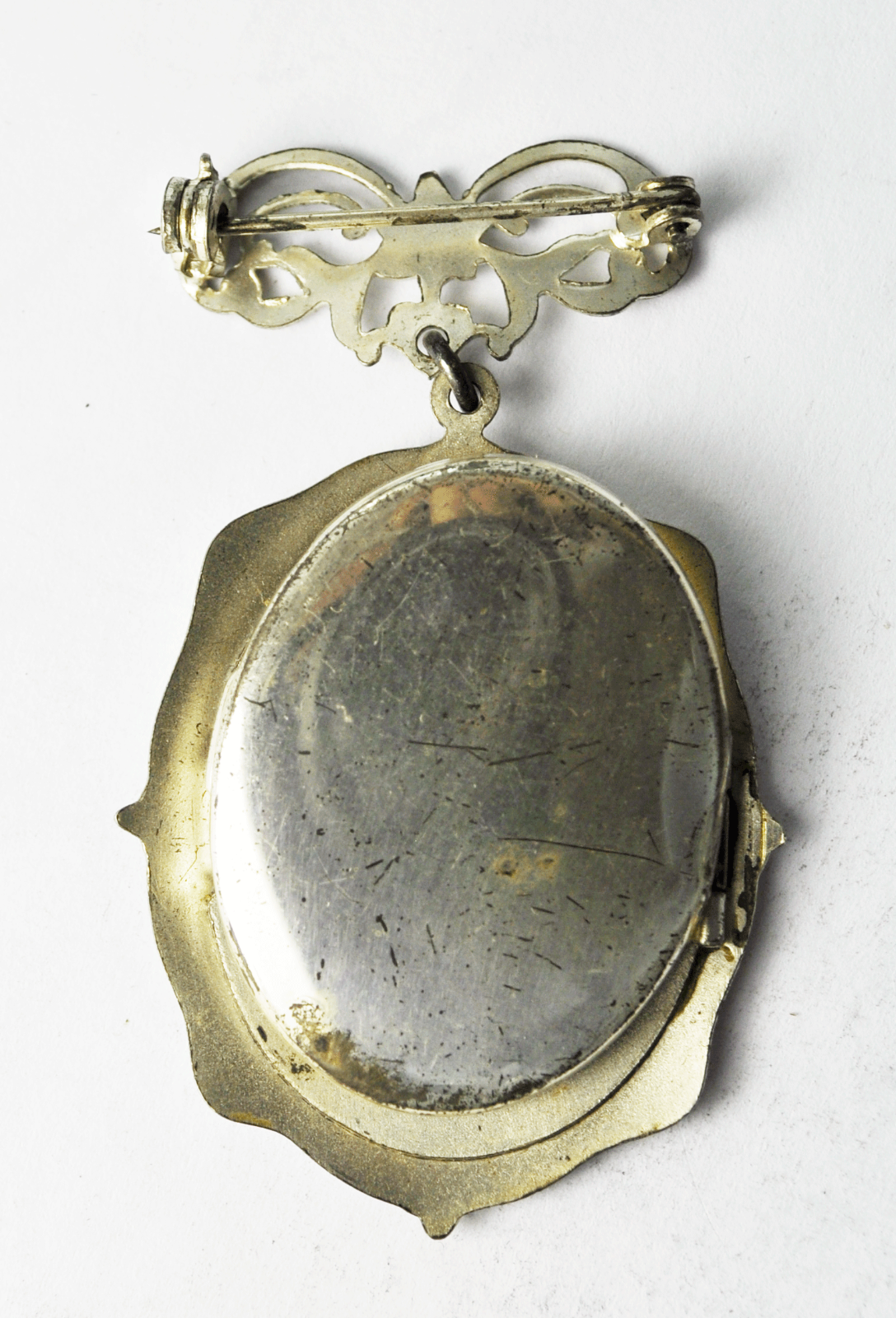 Vintage Sterling Silver Locket Brooch Pin Two Tone Eagle Air Force Dangle 2"