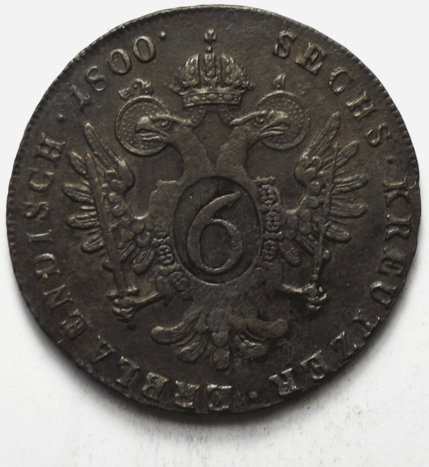 1800 F Austria 6 Kreuzer KM# 2128 Copper Coin