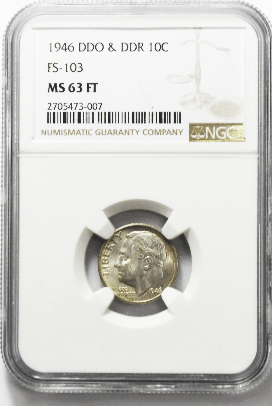 1946 DDO & DDR 10c Roosevelt Silver Dime NGC MS63 FT BU Philadelphia