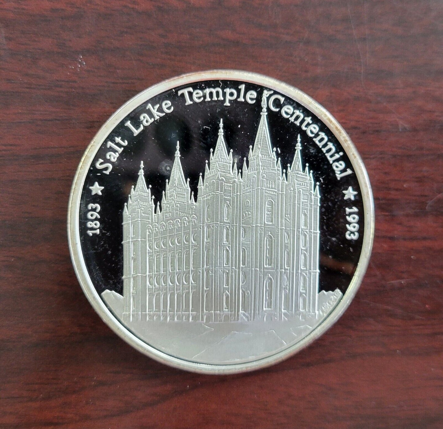 Utah LDS Salt Lake City Temple 1893-1993 .99 Fine Silver Coin Commemorative