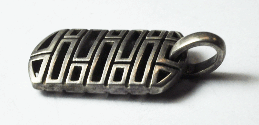 Sterling Silver Zina Brick Filigree Maze Slotted Pendant 34mm x 16mm