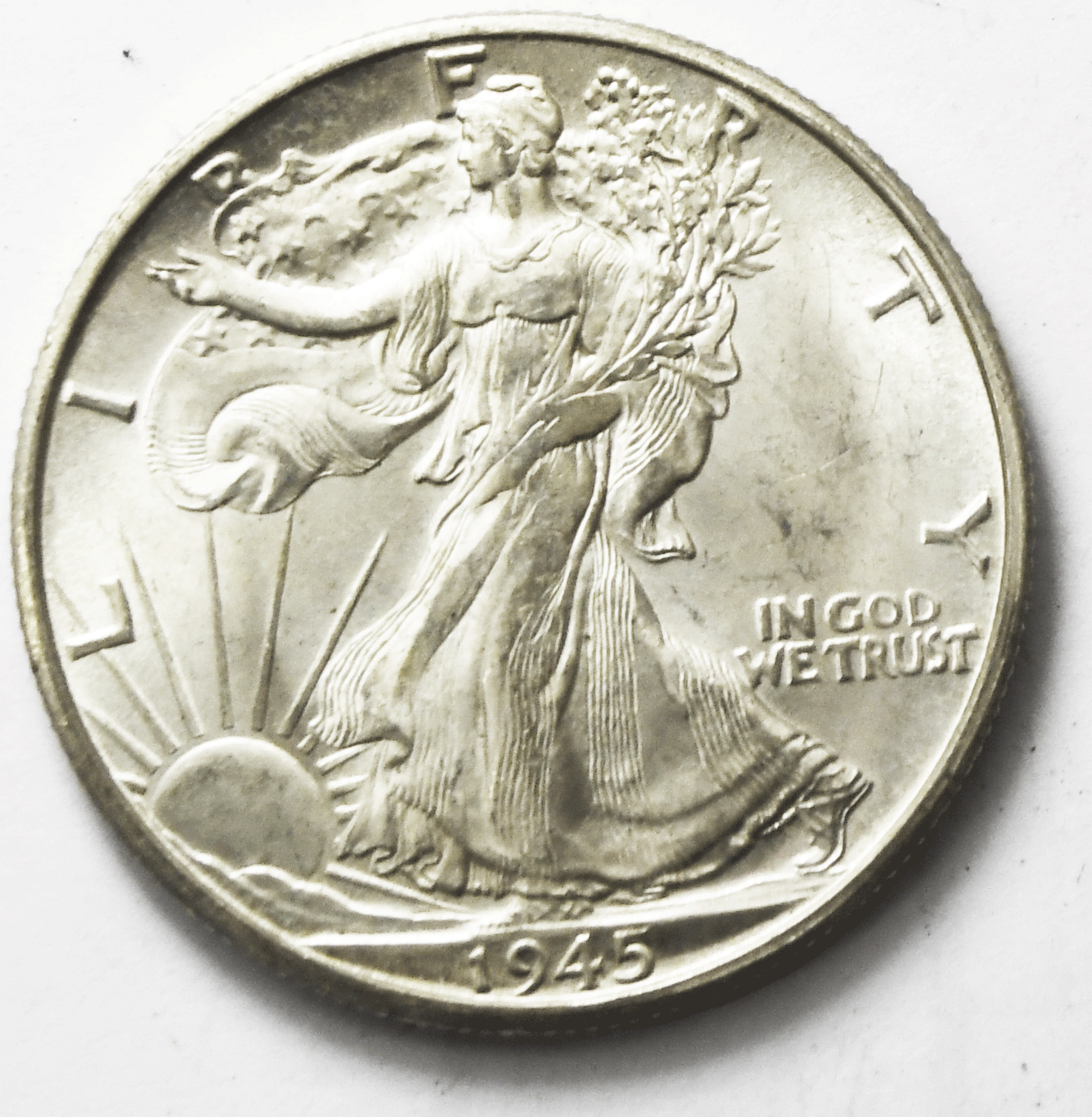 1945 D 50c Walking Liberty Silver Half Dollar Fifty Cents Denver Uncirculated