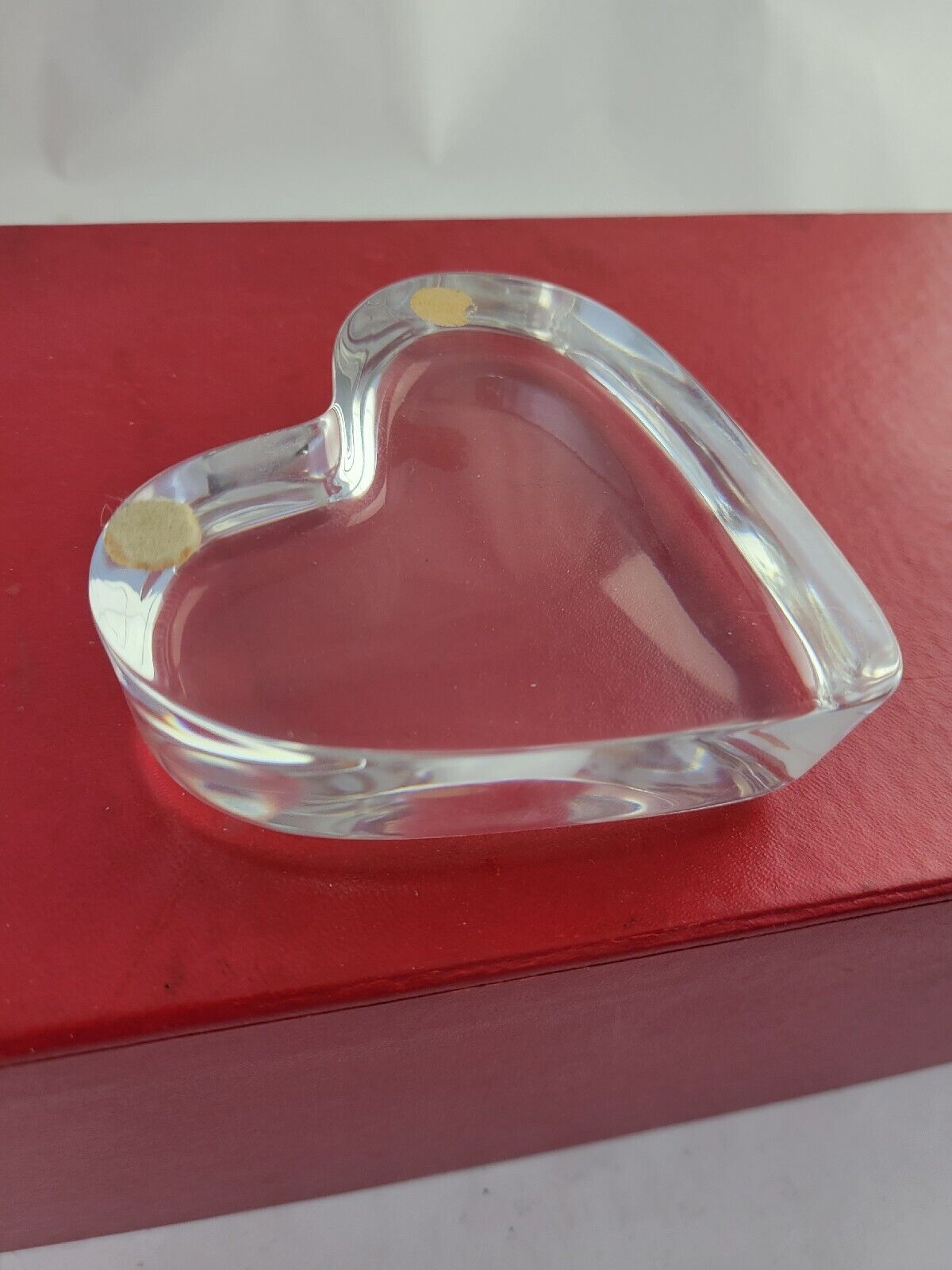 Vintage Baccarat Clear Crystal Signed Puffy Heart Paperweight Unboxed France