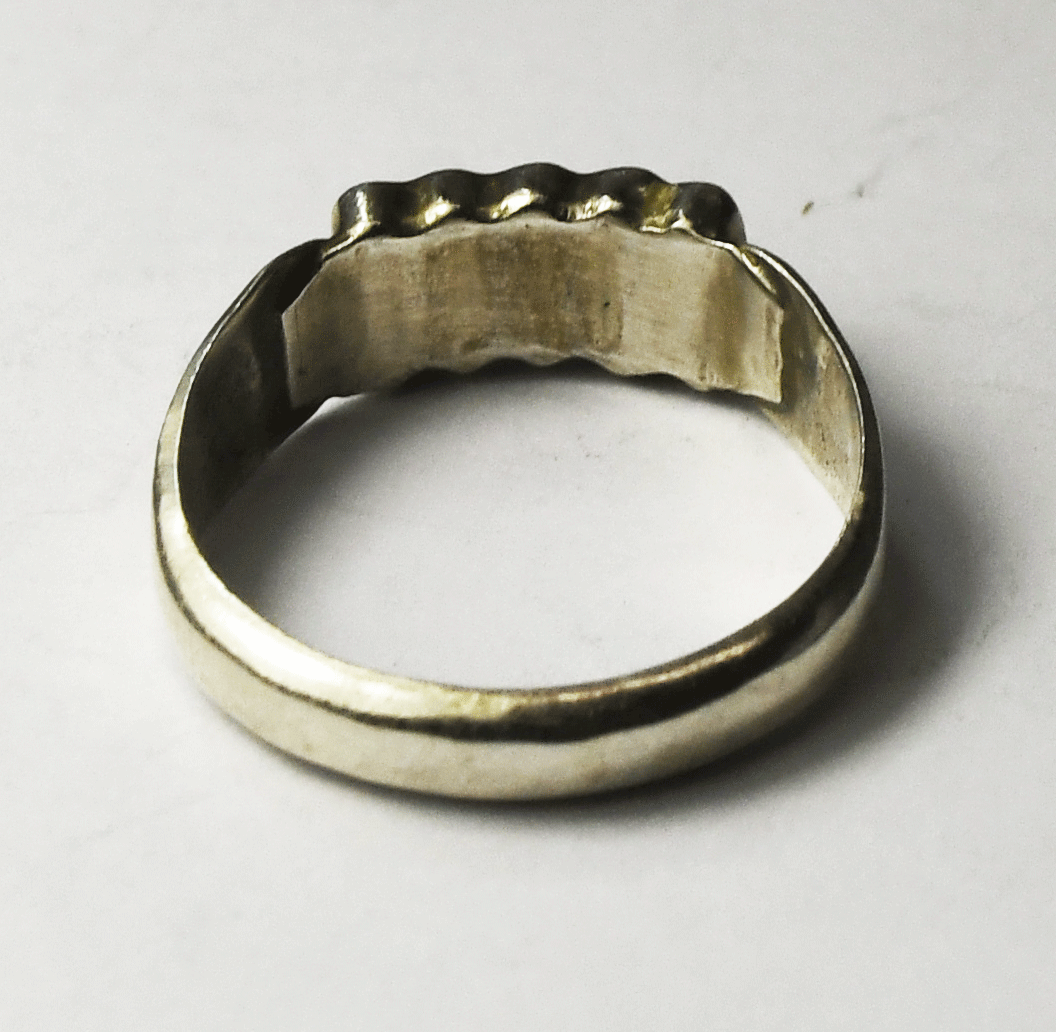 Sterling Silver Thin Coral Rice Stripe Petit Point Ring 6mm Size 7-1/4