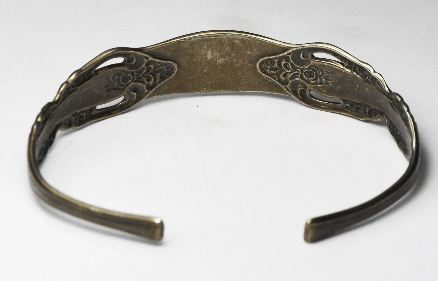 Sterling Oneida Rose Flower Cuff Bracelet Monogrammed Heather 13mm 6.5" Wrist