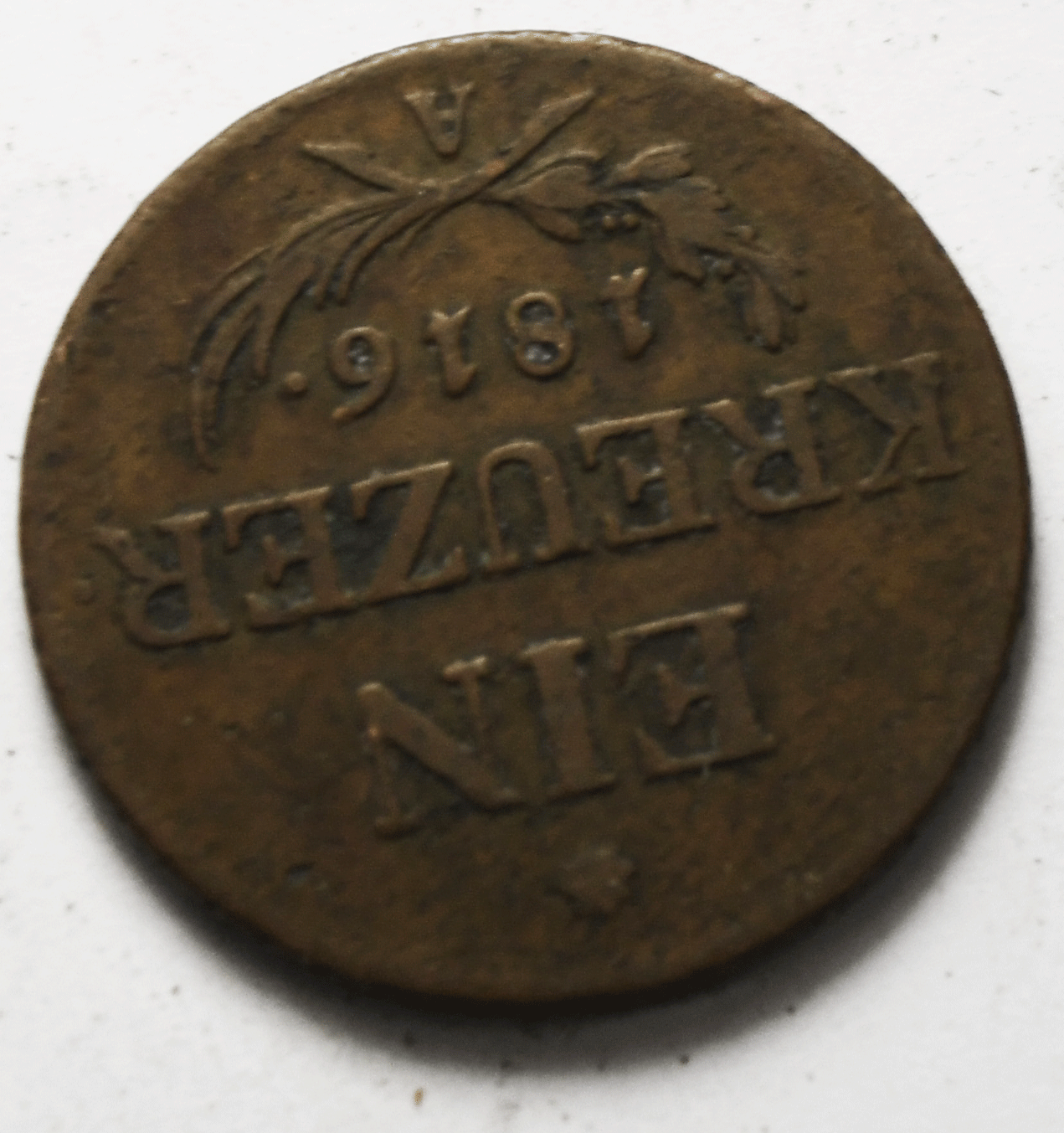 1816 A Austria One Kreuzer KM# 2113 Copper Coin