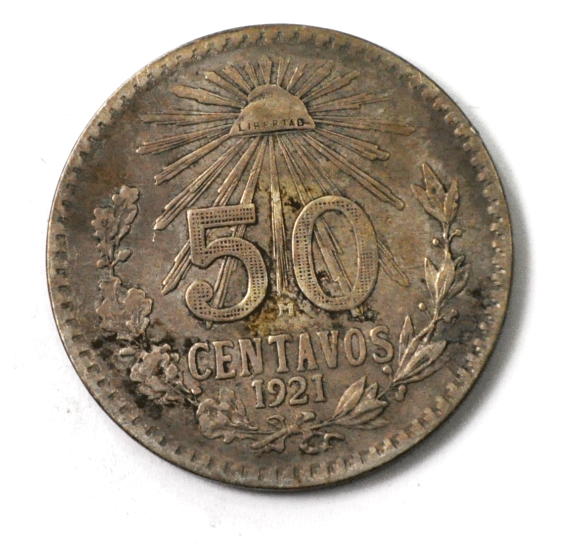 1921 Mexico Estados Unidos Mexicanos Silver Fifty 50 Centavos KM# 447