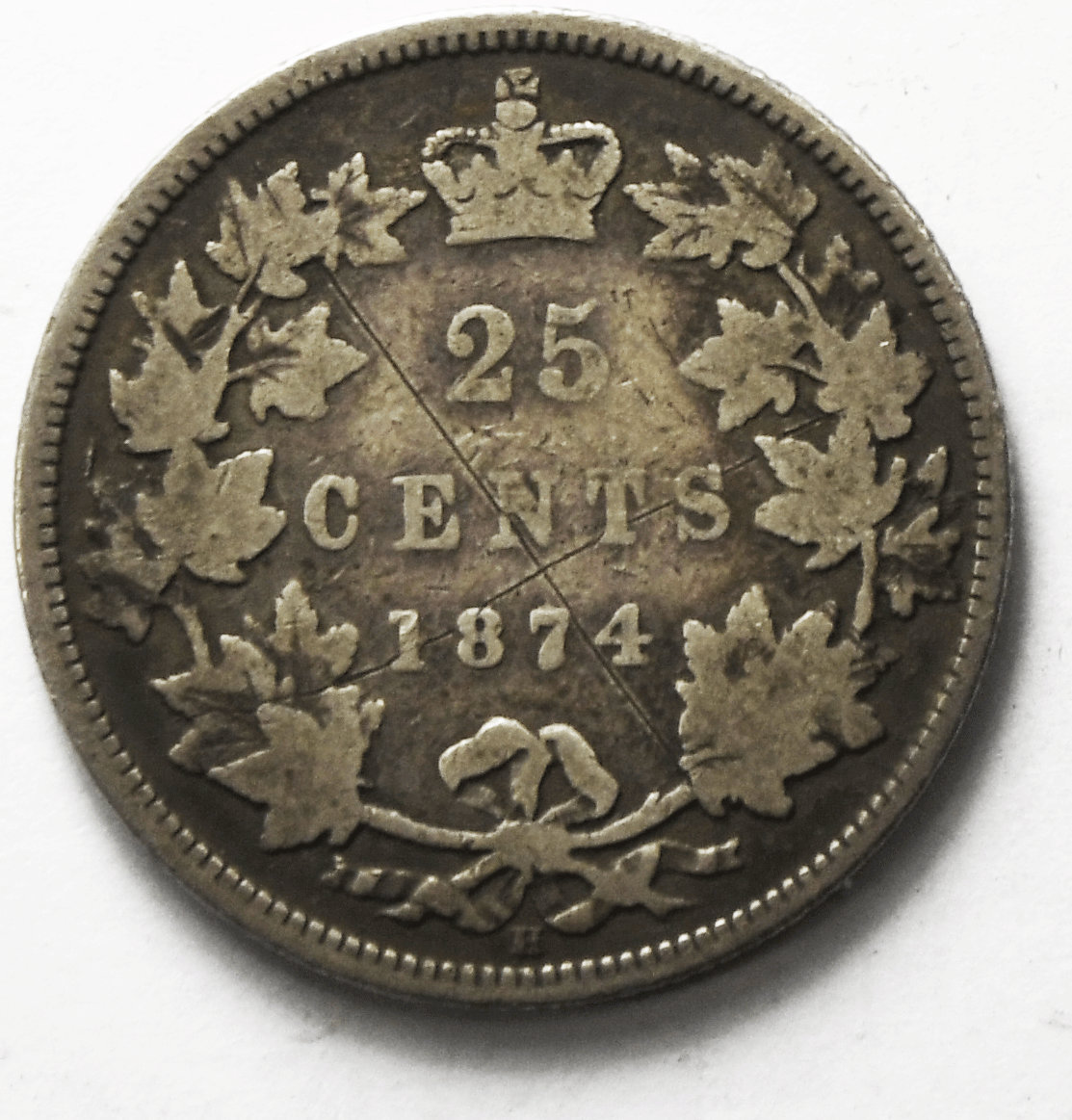 1874 Canada 25c Twenty Five Cents Silver Quarter KM# 5