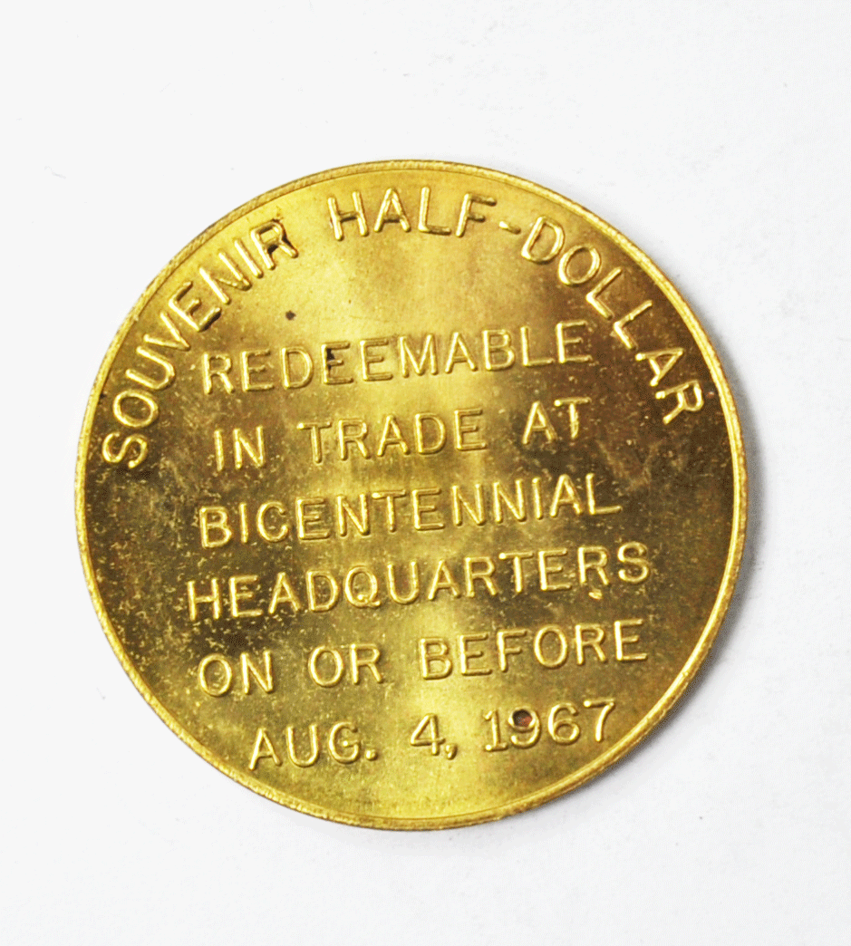 1967 Bicentennial Commemorative Half Dollar Huntingdon 33mm Brass Token