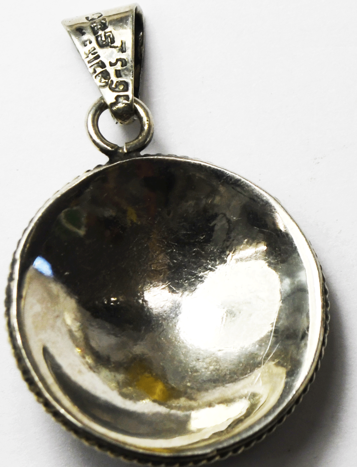 Sterling Silver Round Dot Multi Stone Domed Disc Pendant 44mm x 29mm