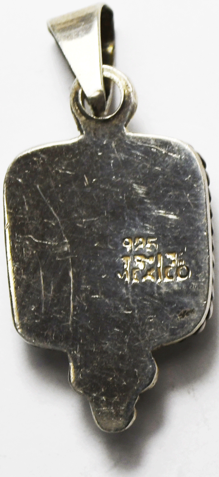 Sterling Silver Feathered Jasper Square Pendant 40mm x 18mm