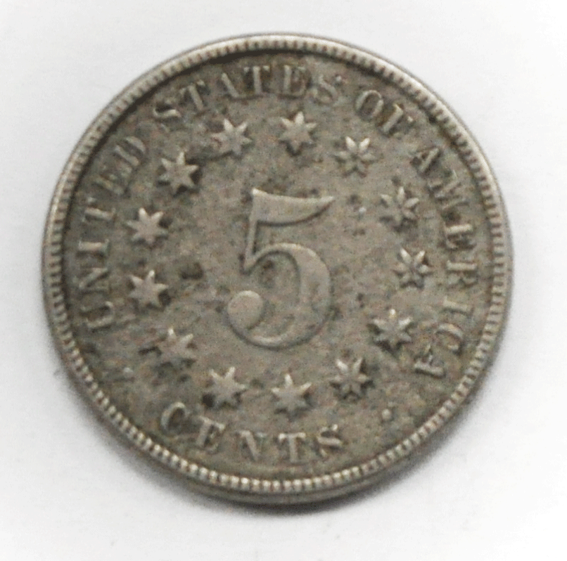 1870 5c Shield Nickel Five Cents US Coin