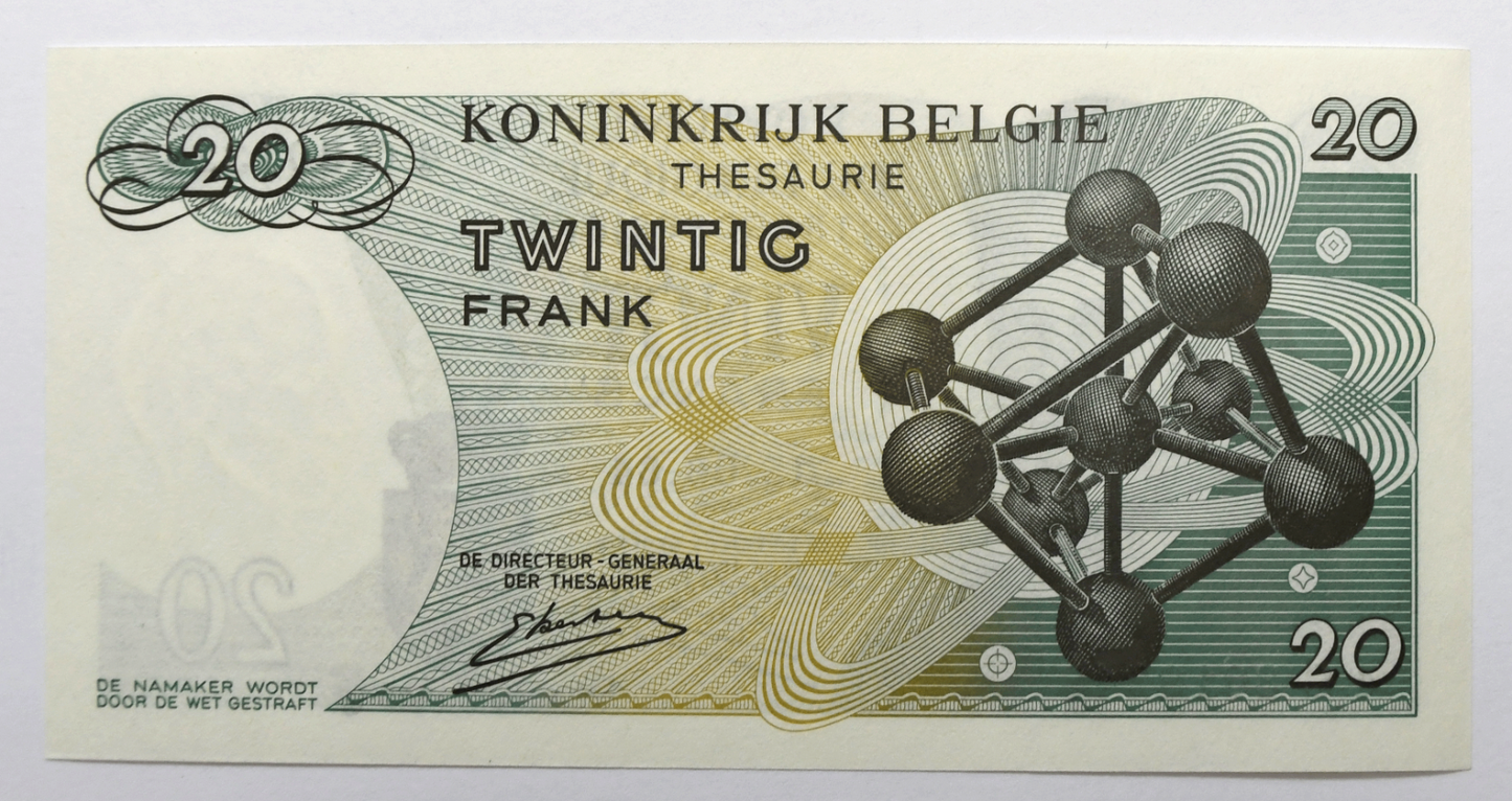 1964 Belgium 20 Francs Uncirculated Banknote 4 C 3013248