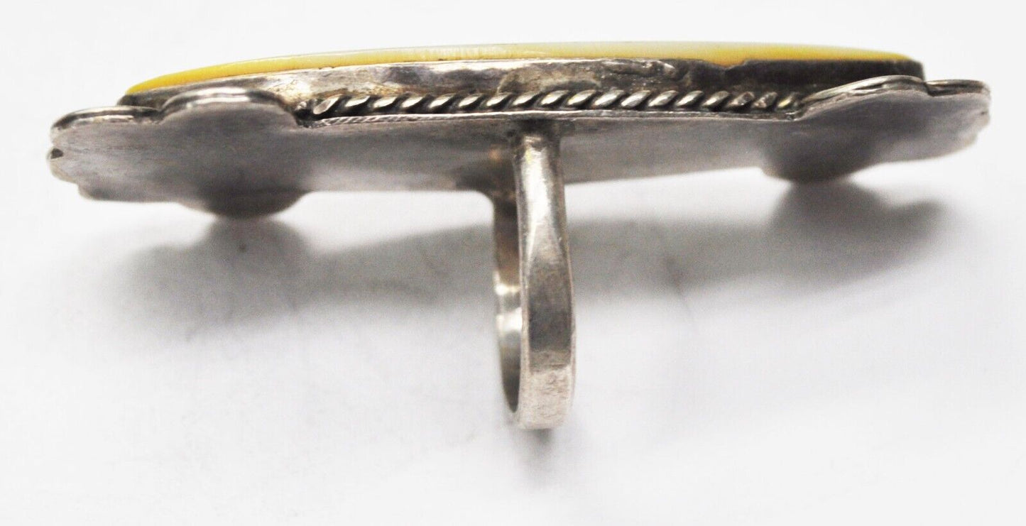 Sterling Silver MOP Large Statement Ring 62mm Size 6-1/2