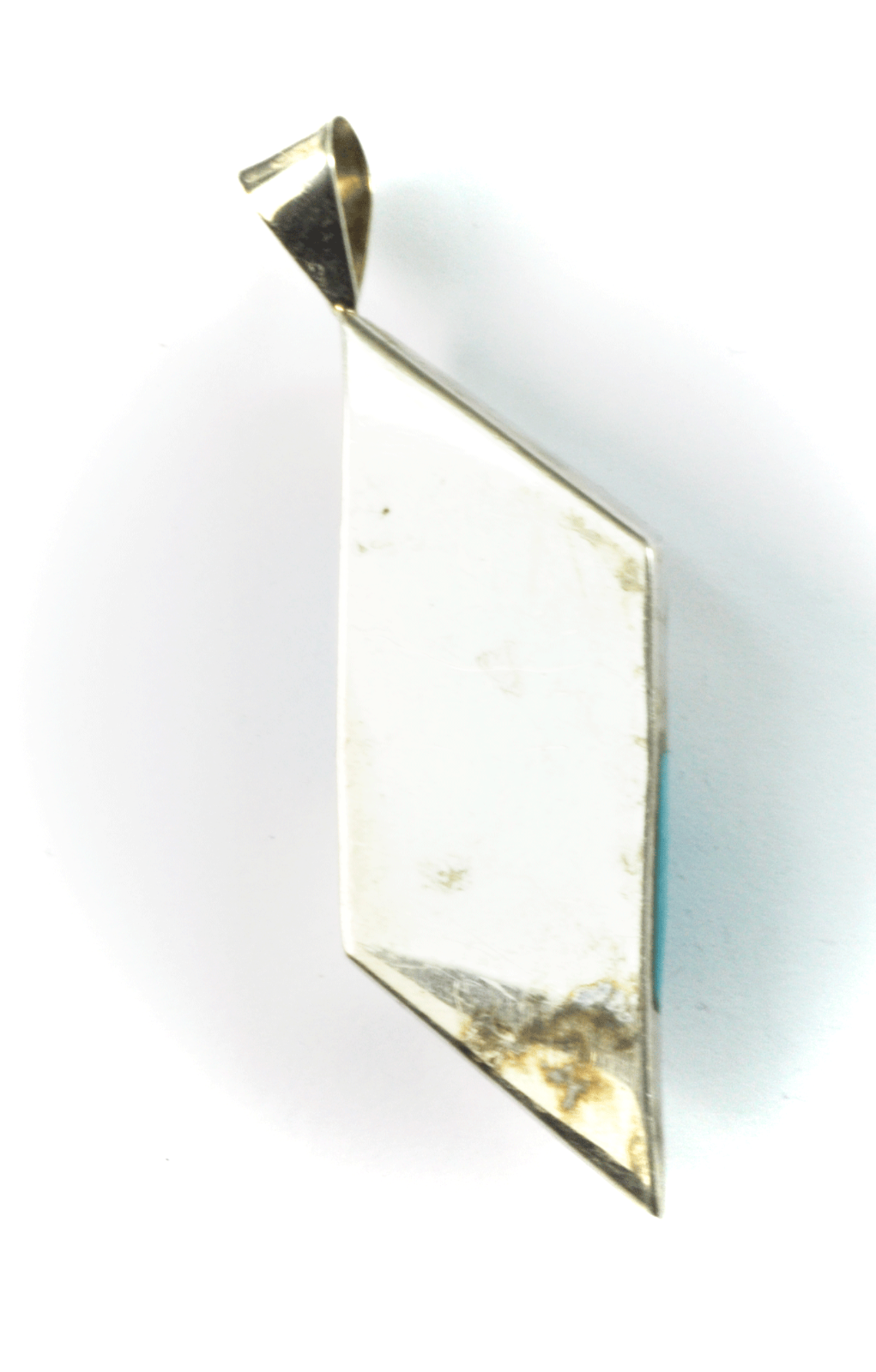 Sterling Silver Desert Rose Turquoise Stripe Heavy Cylinder Pendant 3"