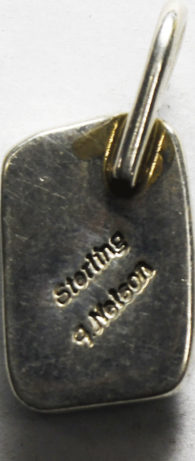 Sterling Silver J Nelson Rectangle Turquoise Pendant 24mm x 11mm