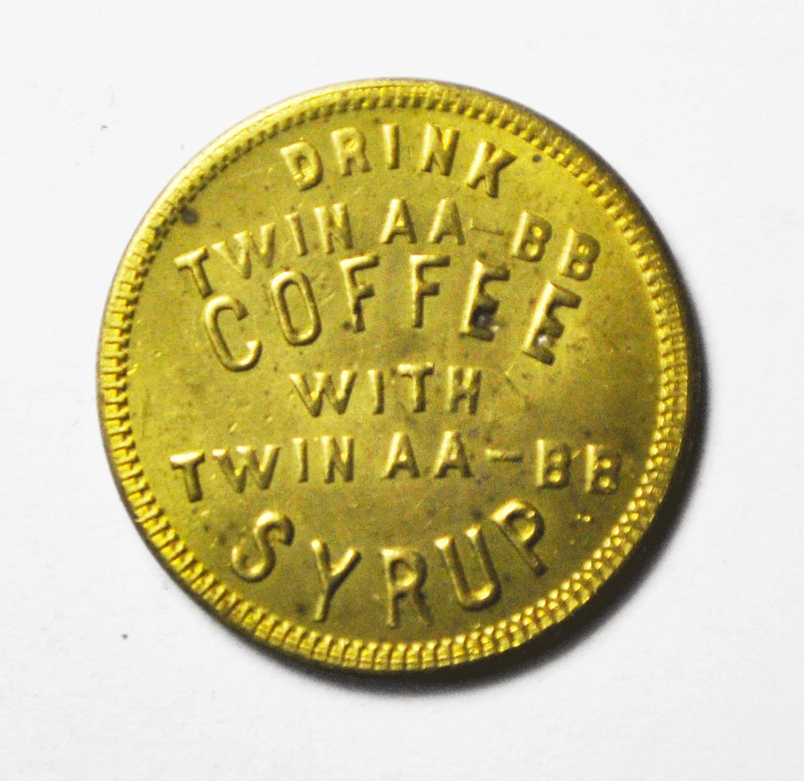 Twin AA Syrup Uncirculated 2-1/2c Trade Token 22mm Coffee BB