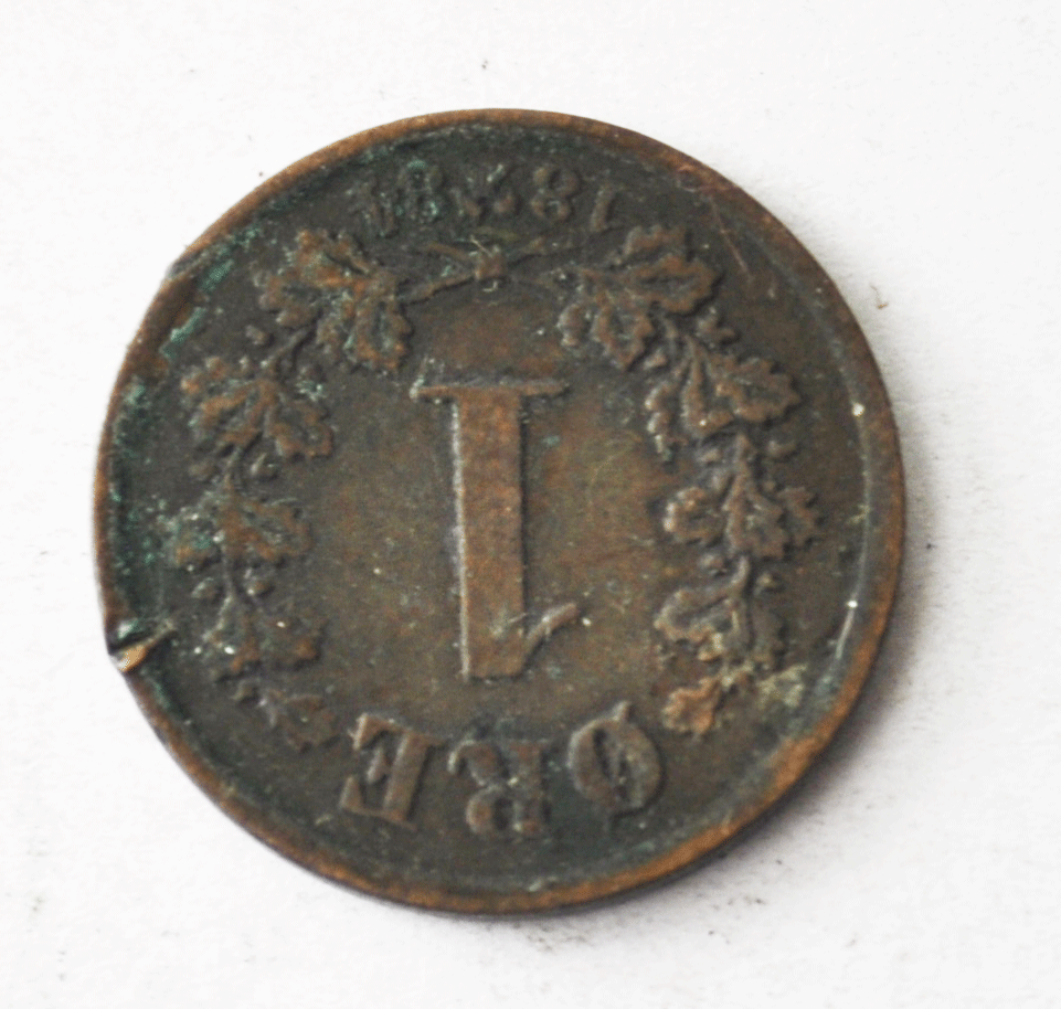 1884 Norway Øre KM# 352 One Ore Bronze Coin