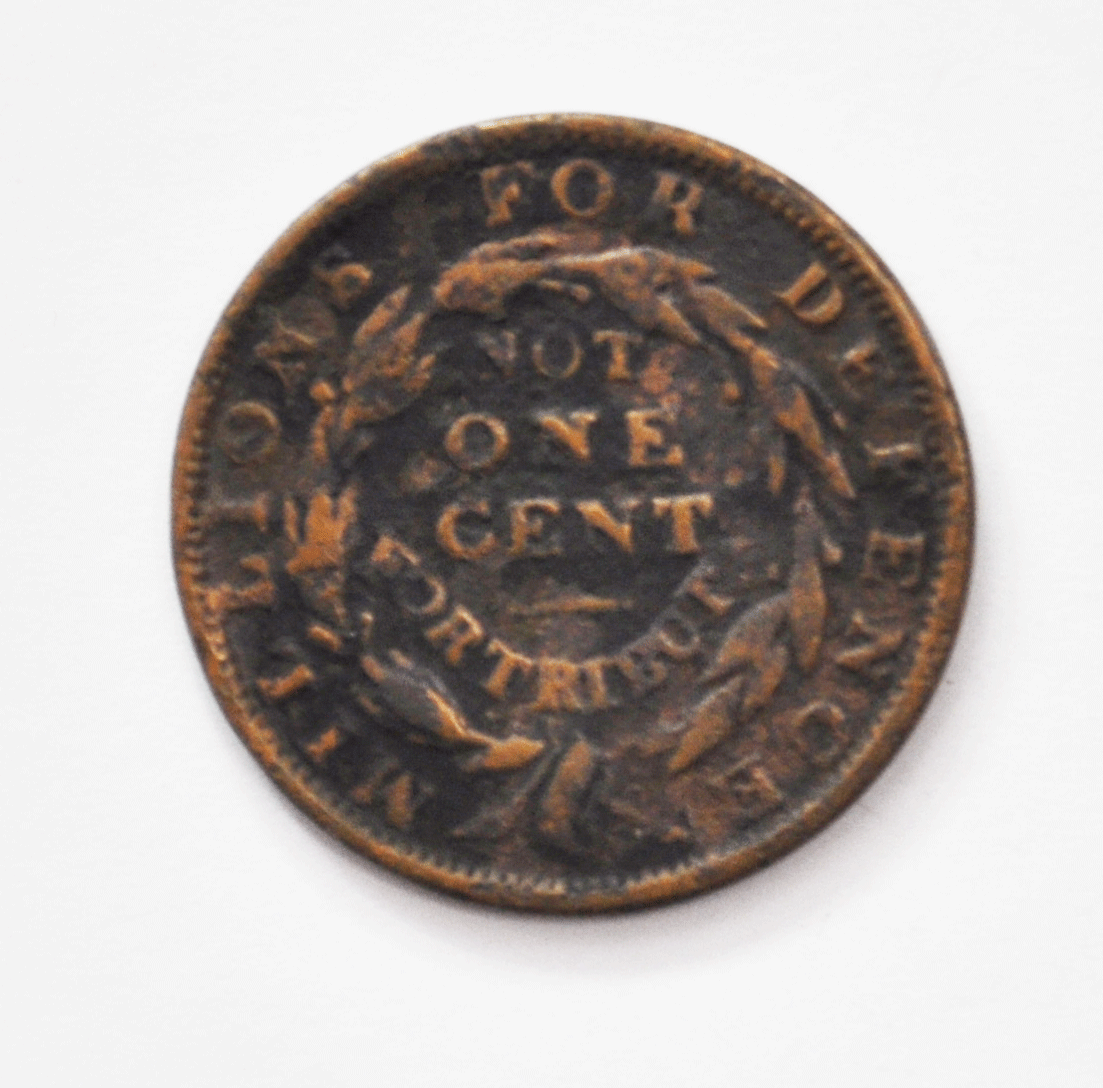 1841 HT-58 Hard Times Token Not One Cent E Pluribus Unum Millions Defense 28mm