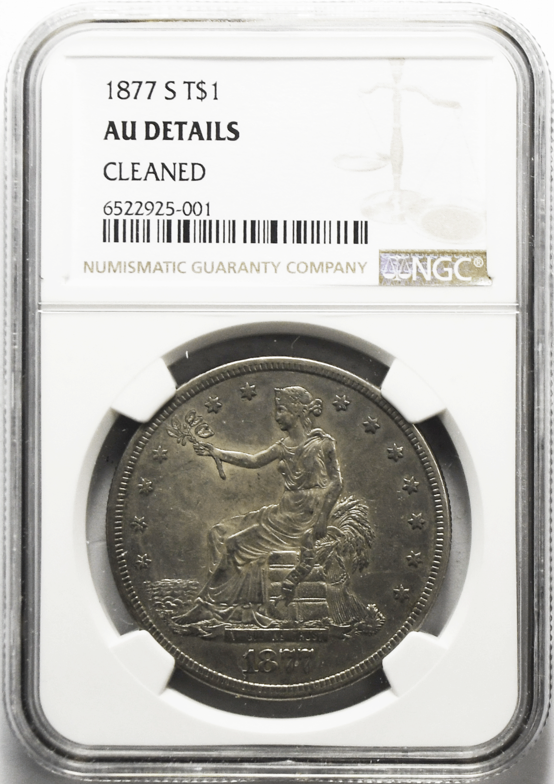 1877 S $1 US Trade One Dollar NGC AU Details San Francisco