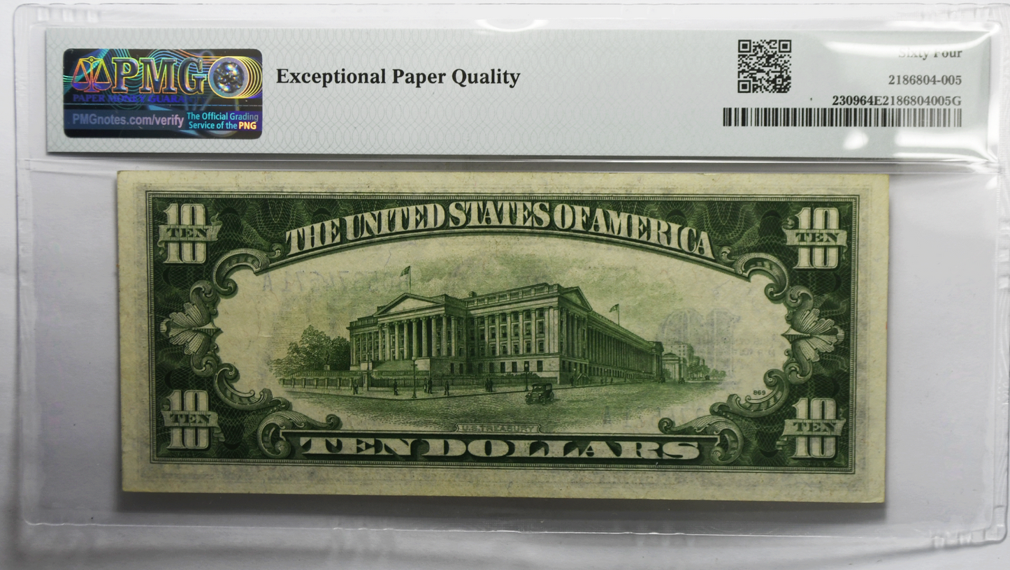 1934 A $10 N Africa Silver Cert Note WWII B05374571A Emergency Issue PMG 64 EPQ