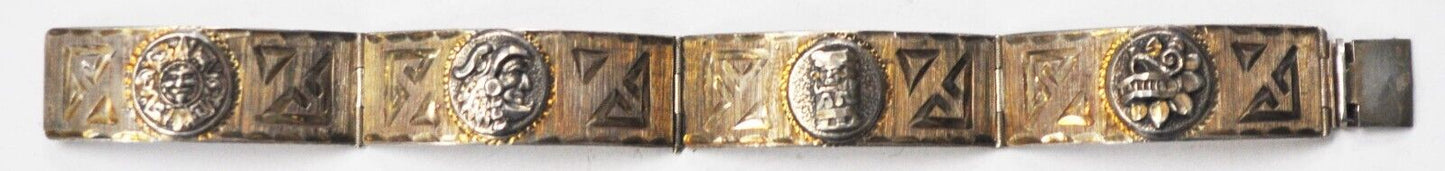 Sterling Silver Joymex Aztec Diamond Cut Bracalet 14mm 6-1/2"