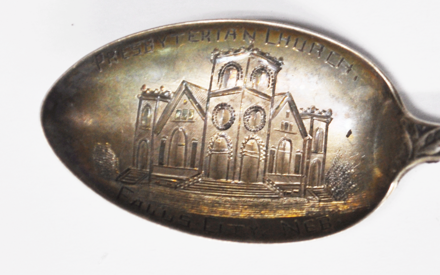 Sterling Watson Flower Rose Spoon Presbyterian Church Falls City NE 5-1/8"