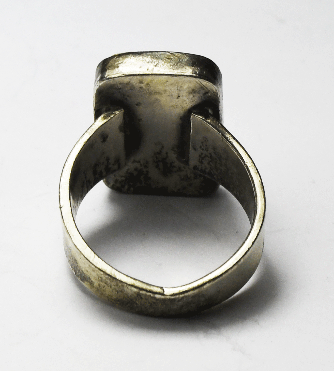 Sterling Pepsin Signed Blue Turquoise Dot Inlay Rectangle Ring 18mm Size 8