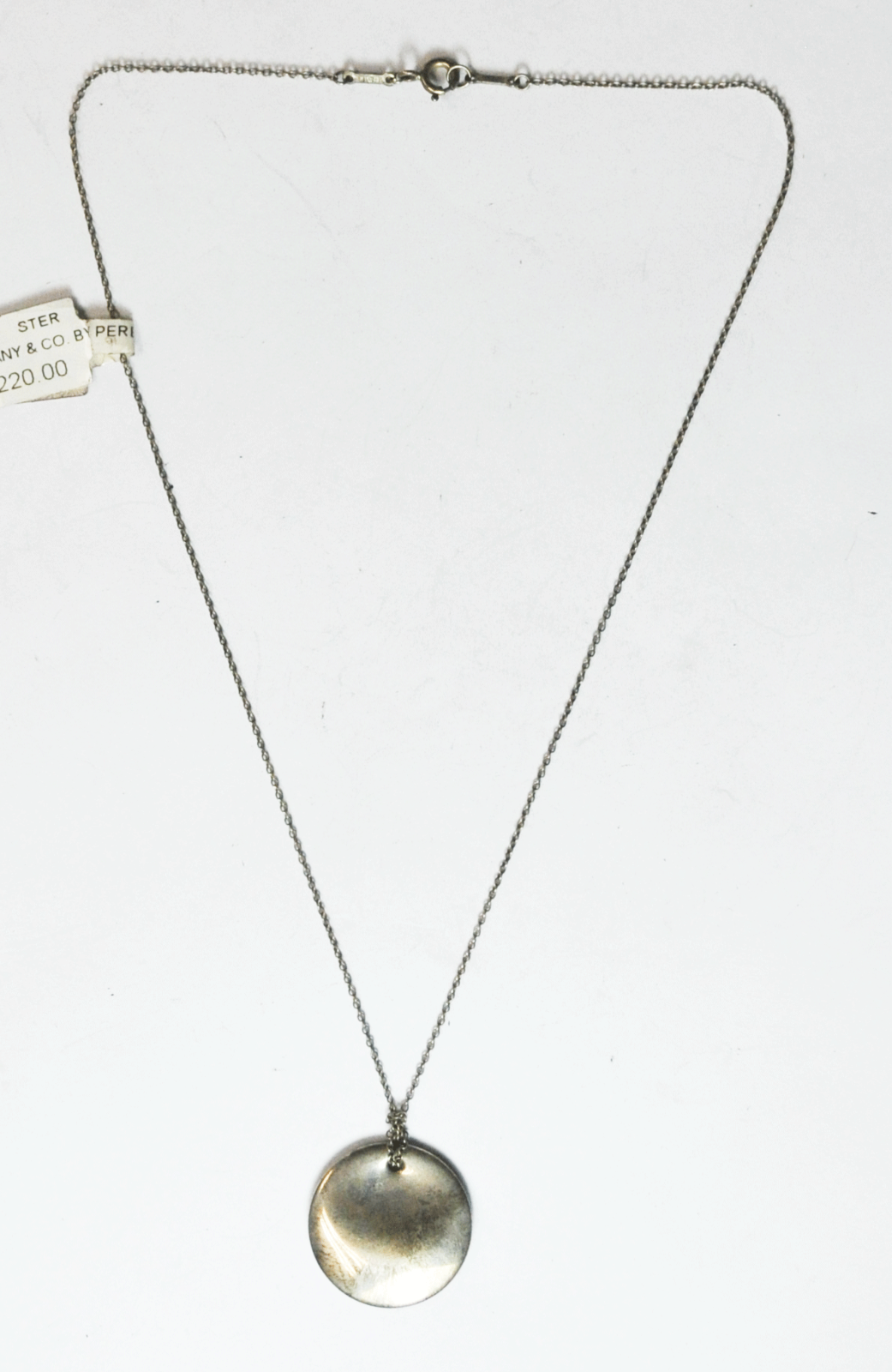 Sterling Silver Elsa Peretti Round Disc 23mm Pendant 16" Necklace