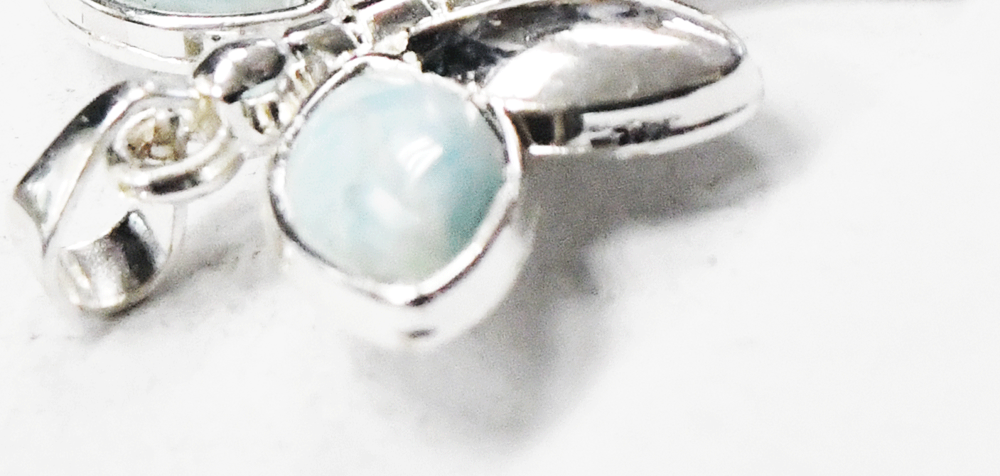 Sterling Silver Larimar Blue Dragonfly Butterfly Bug Pendant 35mm x 32mm