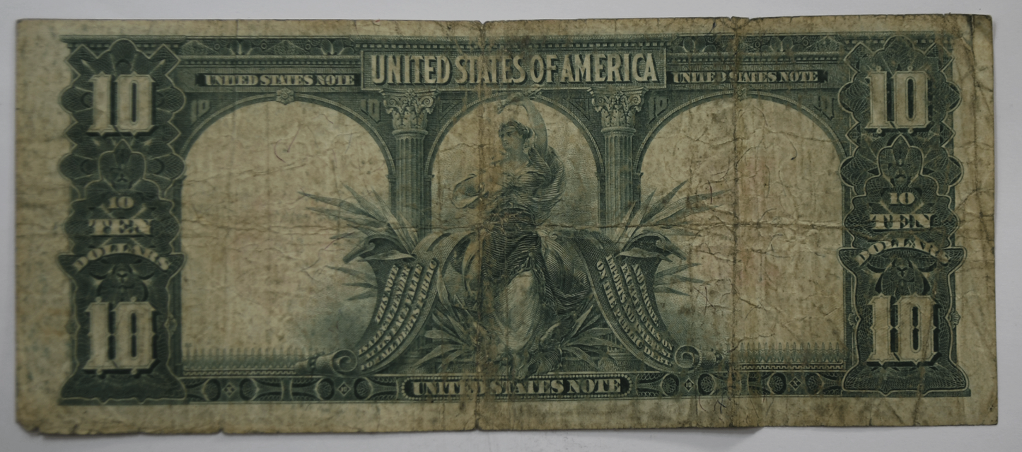 1901 $10 Legal Tender Bison Note Red Seal E36967949 Fr#122