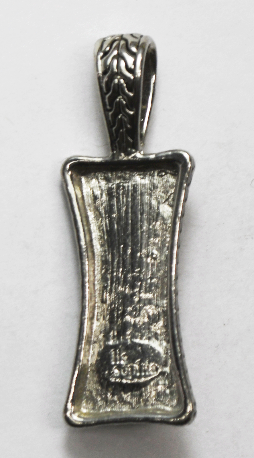 Lia Sophia Green Glass Rectangle Silver Tone Pendant 17mm x 50mm