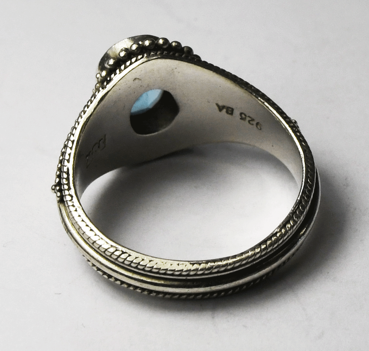 Sterling Silver Suarti 18k Two Tone Blue Topaz Ring 13mm Size 8