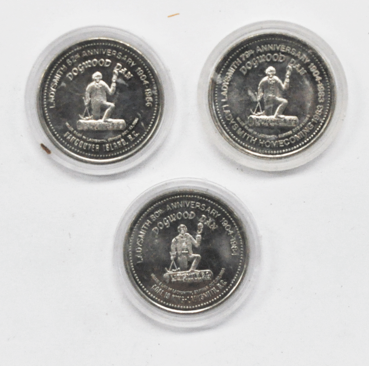 1983 84 86 Canada $1 Trade 3 Tokens 34mm Dogwood Dan Ladysmith