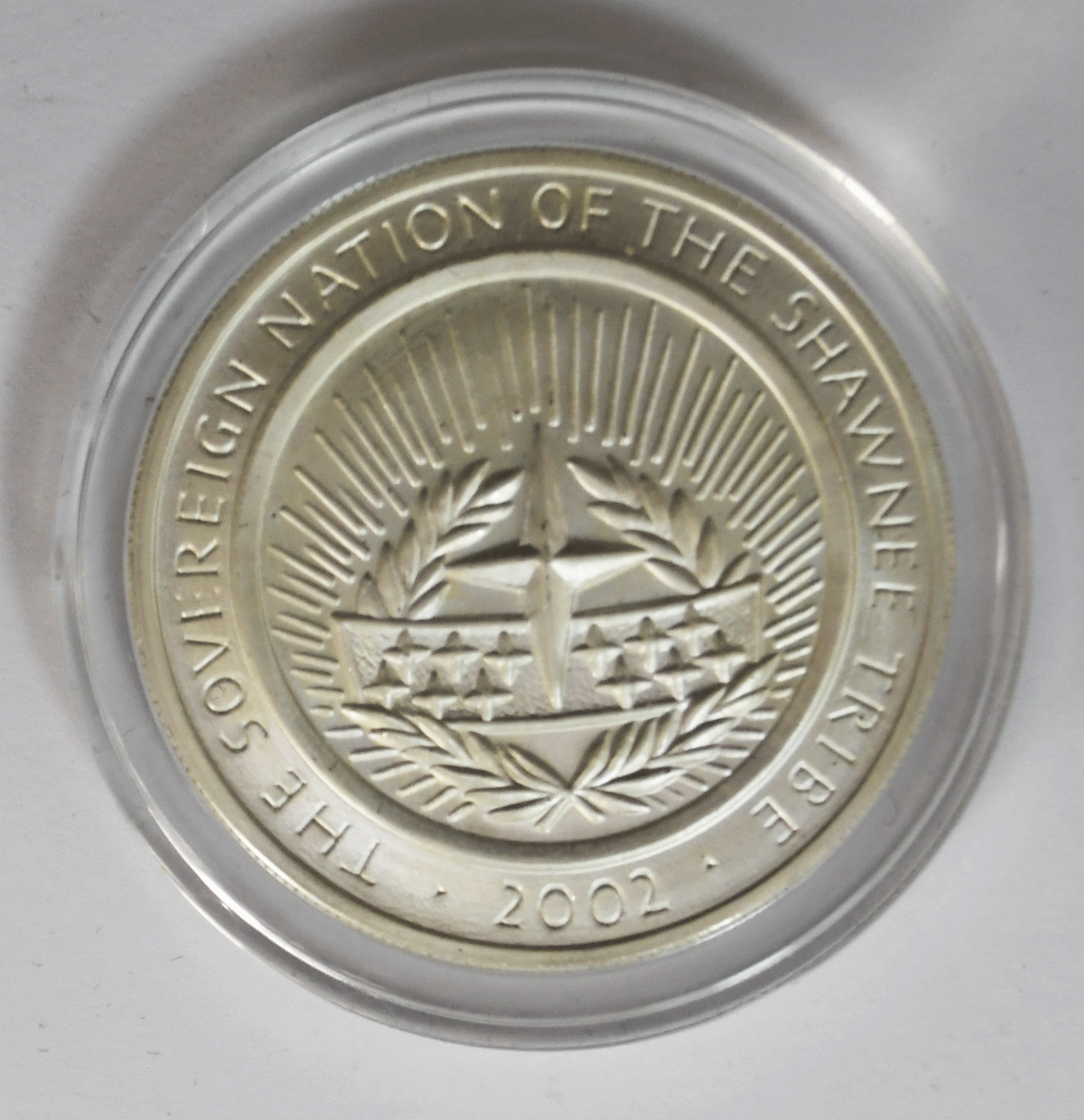 2002 Nation of Shawnee Silver Dollar .999 Fine 1oz 39mm Shooting Star