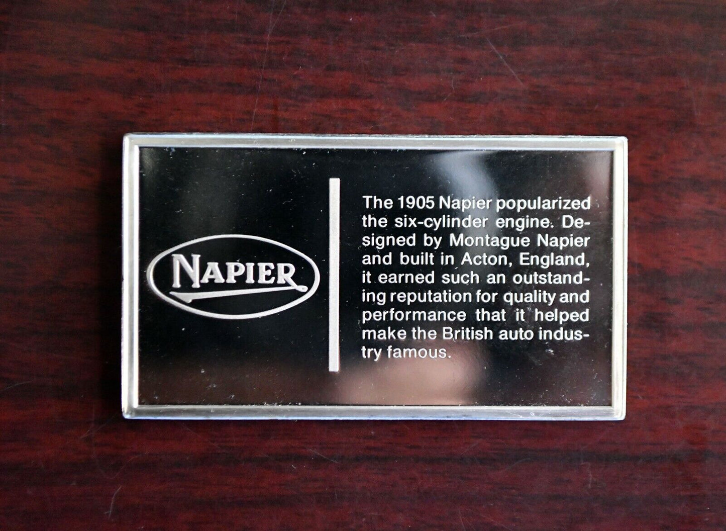 1905 Napier Centennial Car Ingot Collection Sterling Franklin Mint Bar
